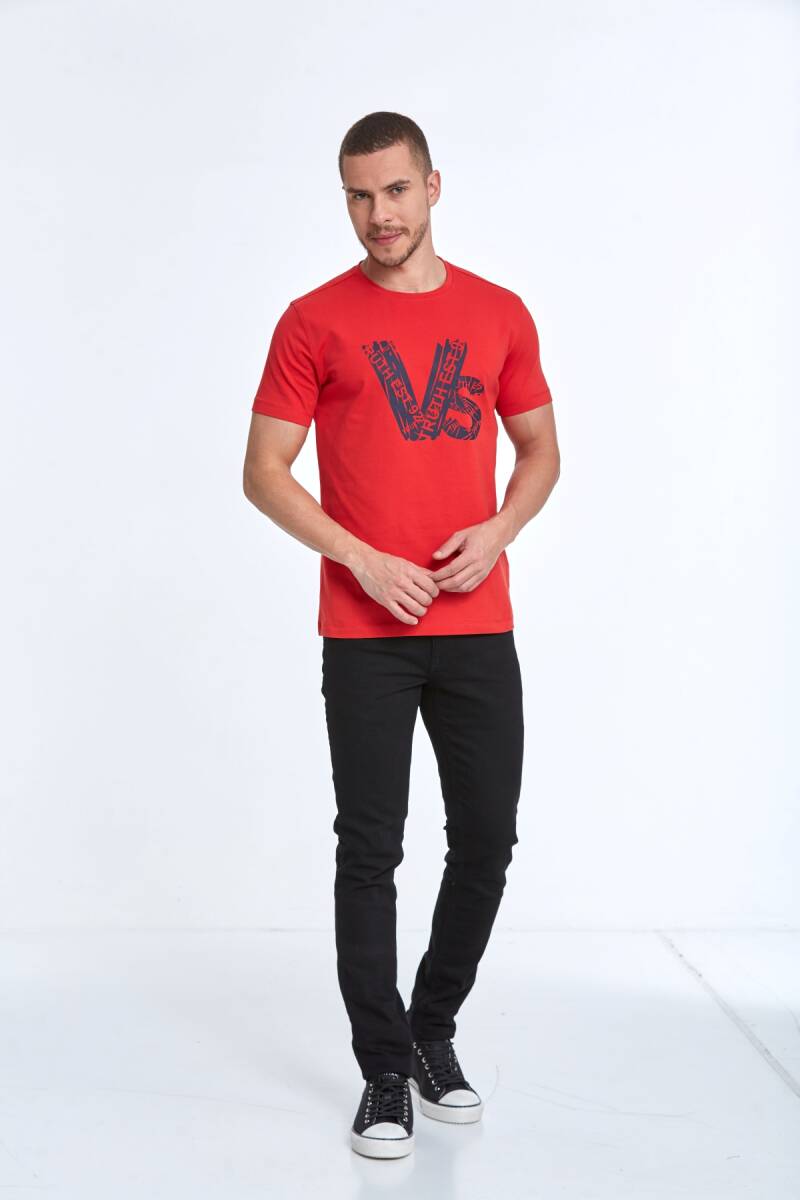 Gusta Printed Men's T-Shirt Red - 3
