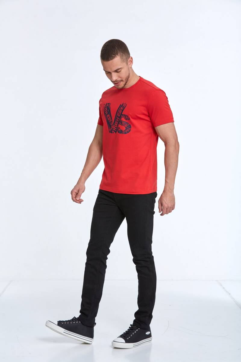 Gusta Printed Men's T-Shirt Red - 4