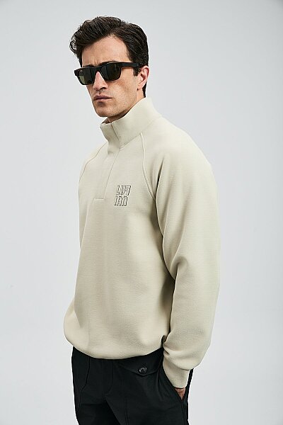 Hazel Erkek Sweatshirt Ekru - LUFIAN