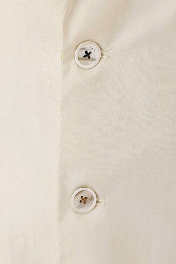 Hedgess Kırık Beyaz Renk Keten Karışımlı Blazer Ceket - 3