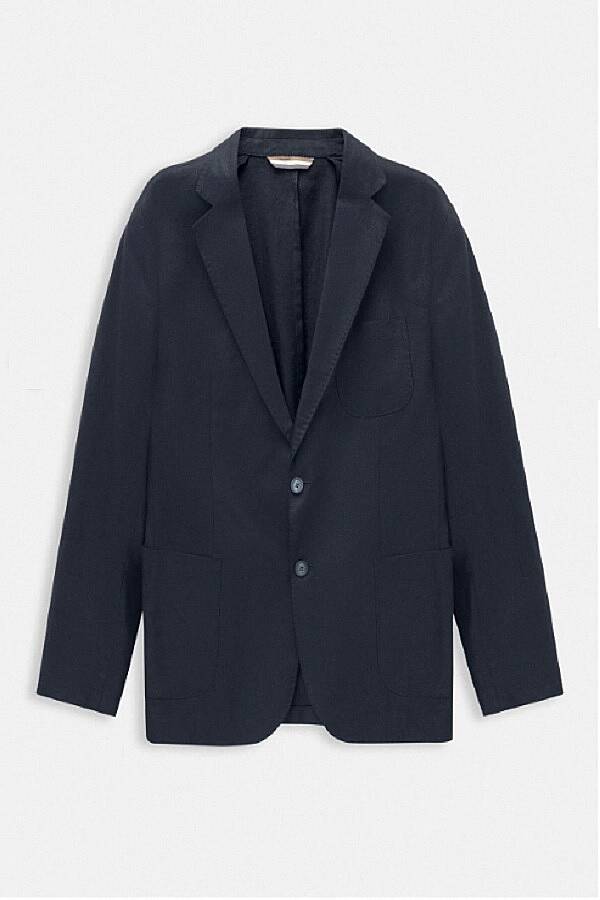 Hedgess Lacivert Renk Keten Karışımlı Blazer Ceket - 1