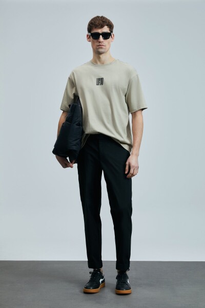 Helıx Modern Grafik T- Shirt Bej - LUFIAN