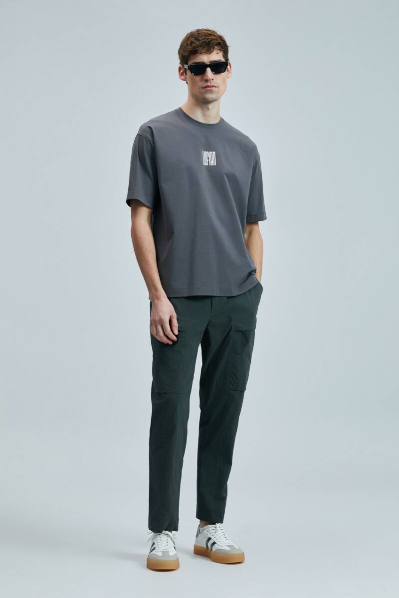 Helıx Modern Grafik T- Shirt Koyu Gri - 4