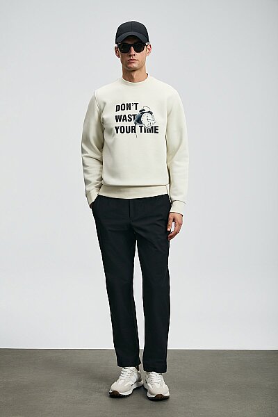 Henry Erkek Sweatshirt Kırık Beyaz - LUFIAN