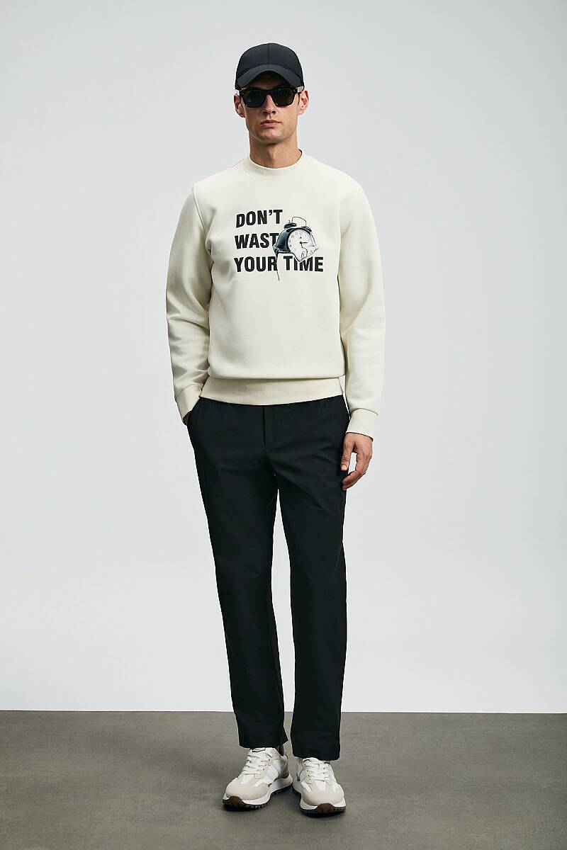 Henry Erkek Sweatshirt Kırık Beyaz - 1