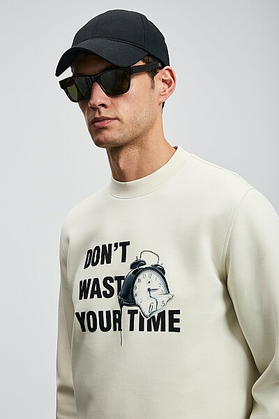 Henry Erkek Sweatshirt Kırık Beyaz - LUFIAN (1)