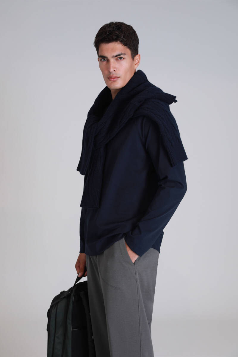 Holly Erkek Uzun Kol Tişört Lacivert - 5