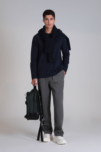 Holly Men's Long Sleeve T-Shirt Navy Blue - LUFIAN (1)