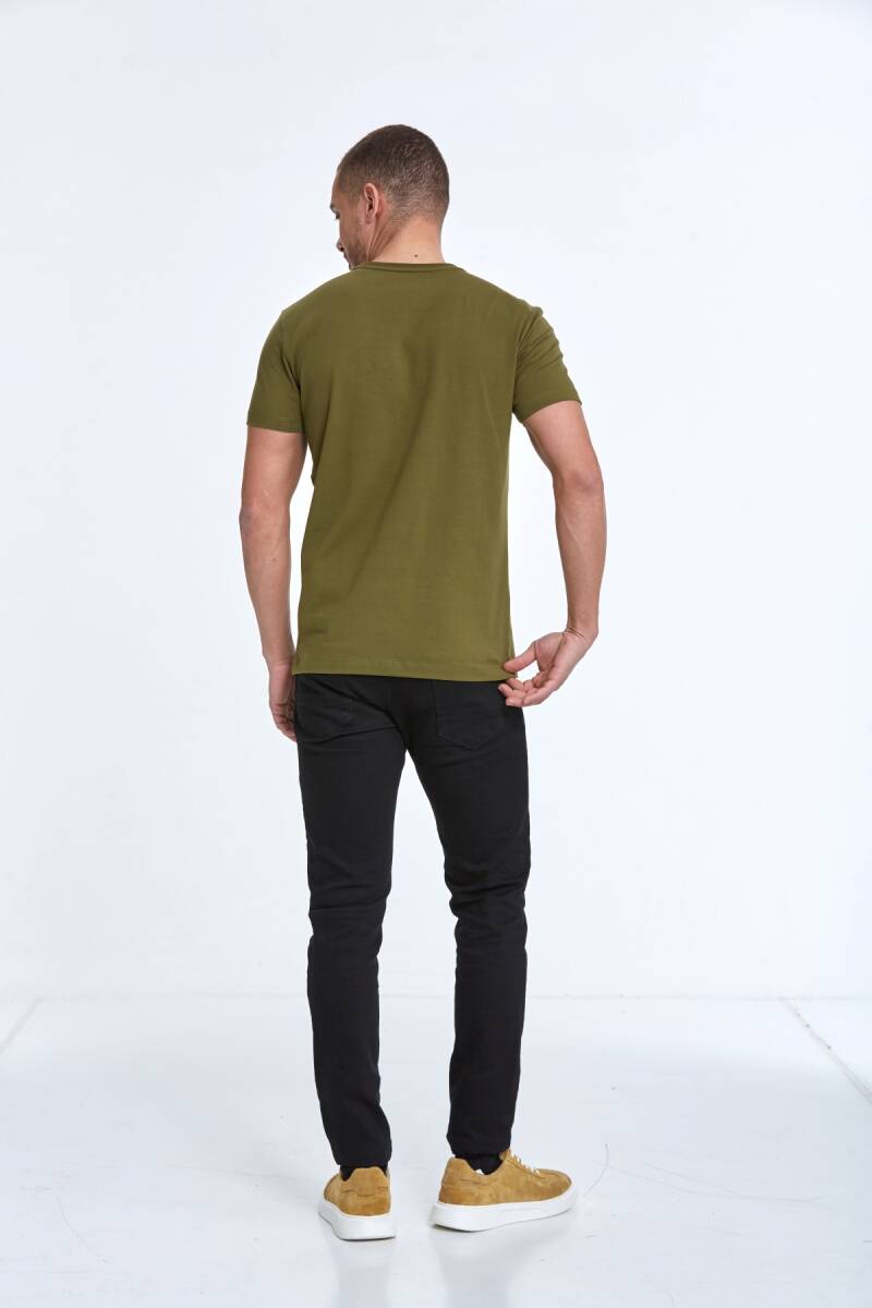 Hudson Embroidered Men's T-Shirt Khaki - 5