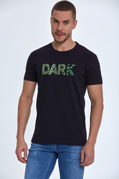 Hudson Embroidered Men's T-Shirt Navy Blue - 1