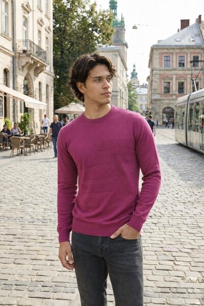 Hugo Crew Neck Men's Knitwear Sweater Pink - VOLTAJ (1)