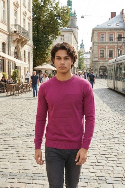 Hugo Crew Neck Men's Knitwear Sweater Pink - 4