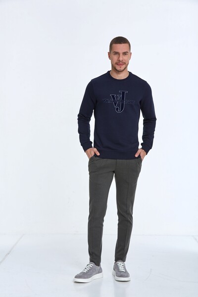 Ivy Bisiklet Yaka Erkek Sweatshirt Lacivert - 2