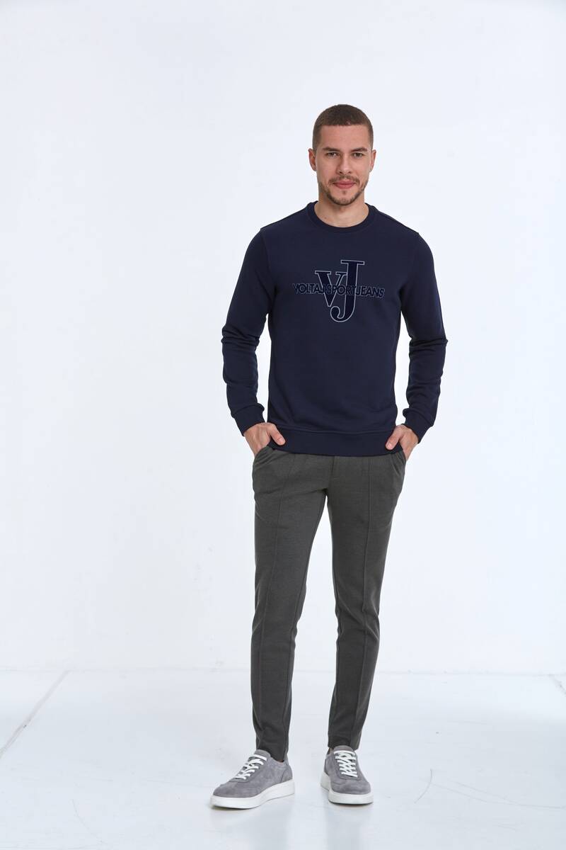 Ivy Bisiklet Yaka Erkek Sweatshirt Lacivert - 2