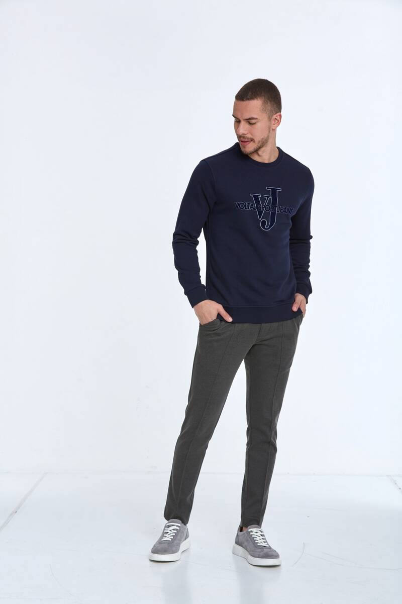 Ivy Bisiklet Yaka Erkek Sweatshirt Lacivert - 3
