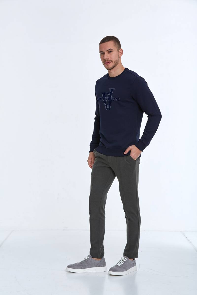 Ivy Bisiklet Yaka Erkek Sweatshirt Lacivert - 5