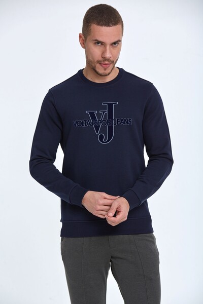 Ivy Bisiklet Yaka Erkek Sweatshirt Lacivert 