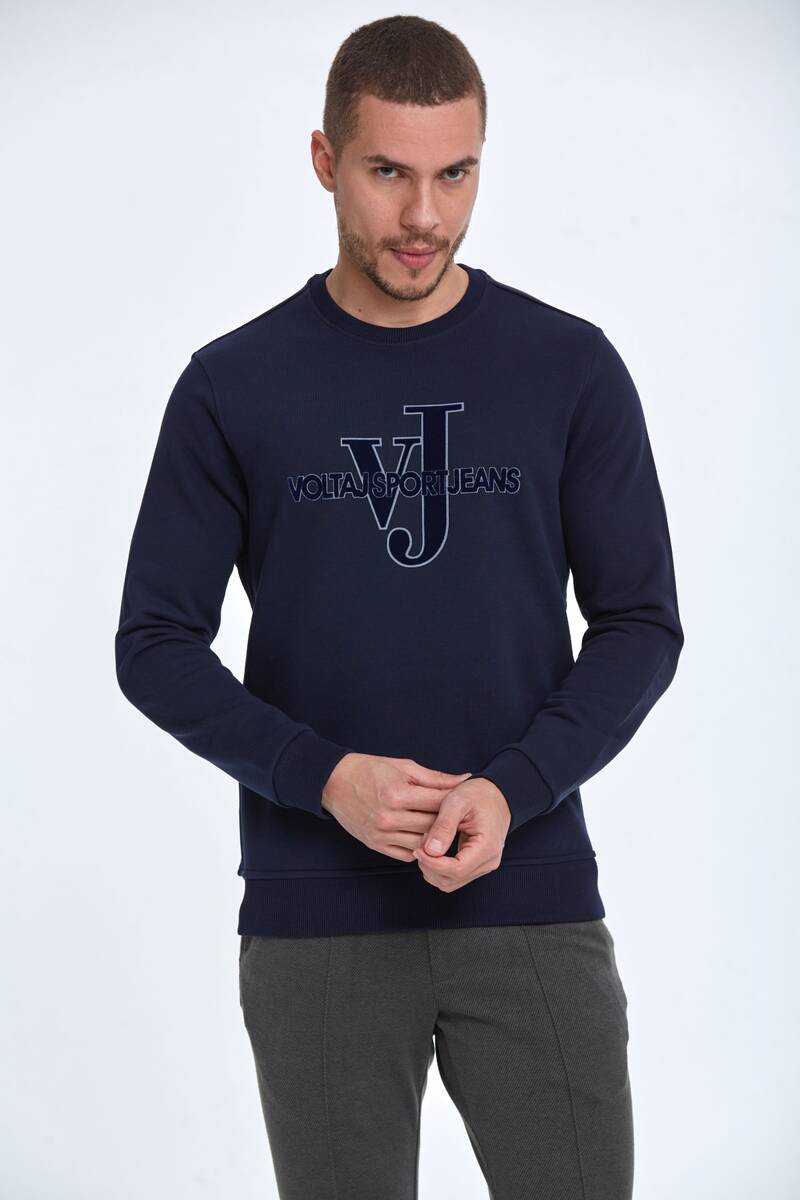 Ivy Bisiklet Yaka Erkek Sweatshirt Lacivert - 1