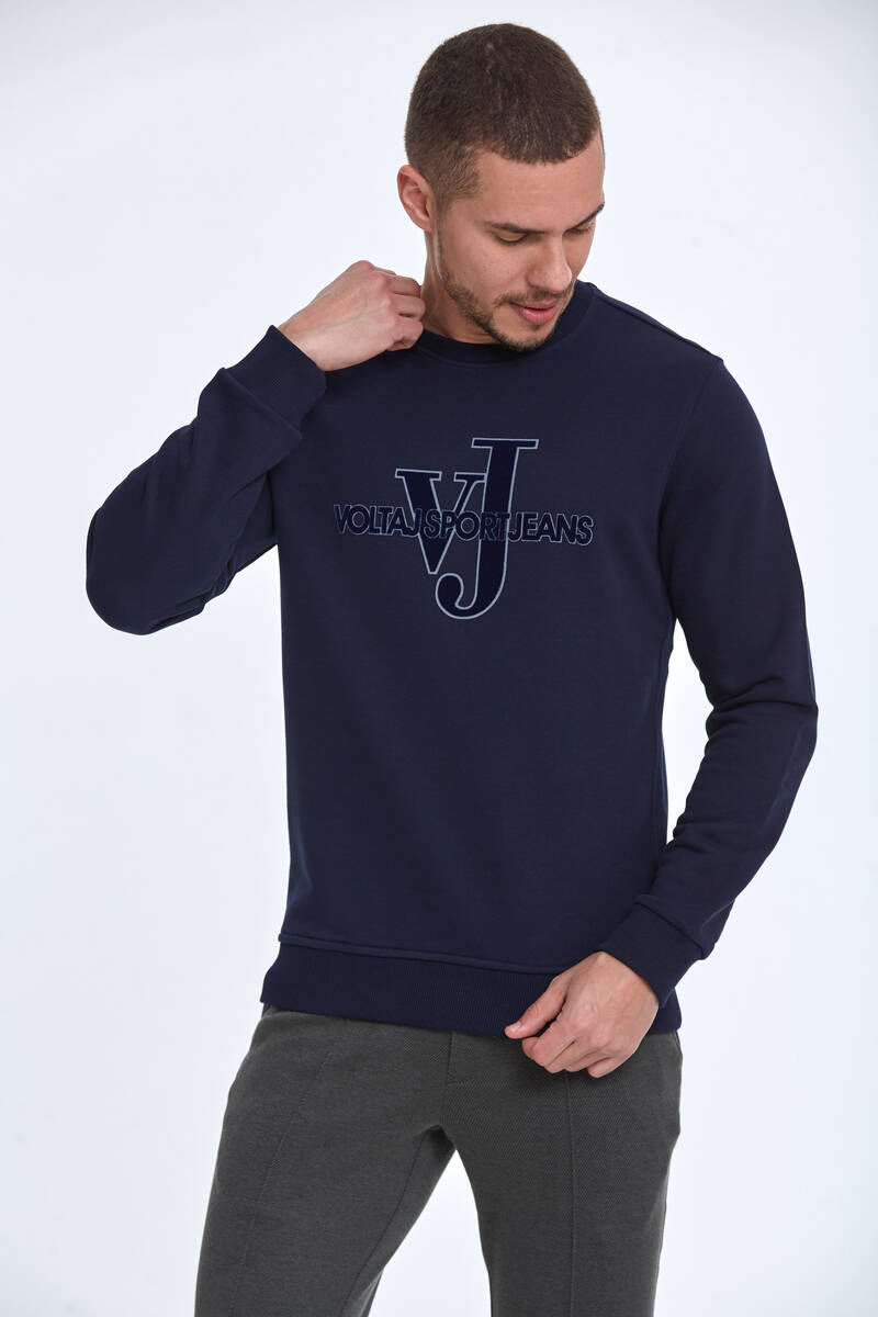 Ivy Bisiklet Yaka Erkek Sweatshirt Lacivert - 4