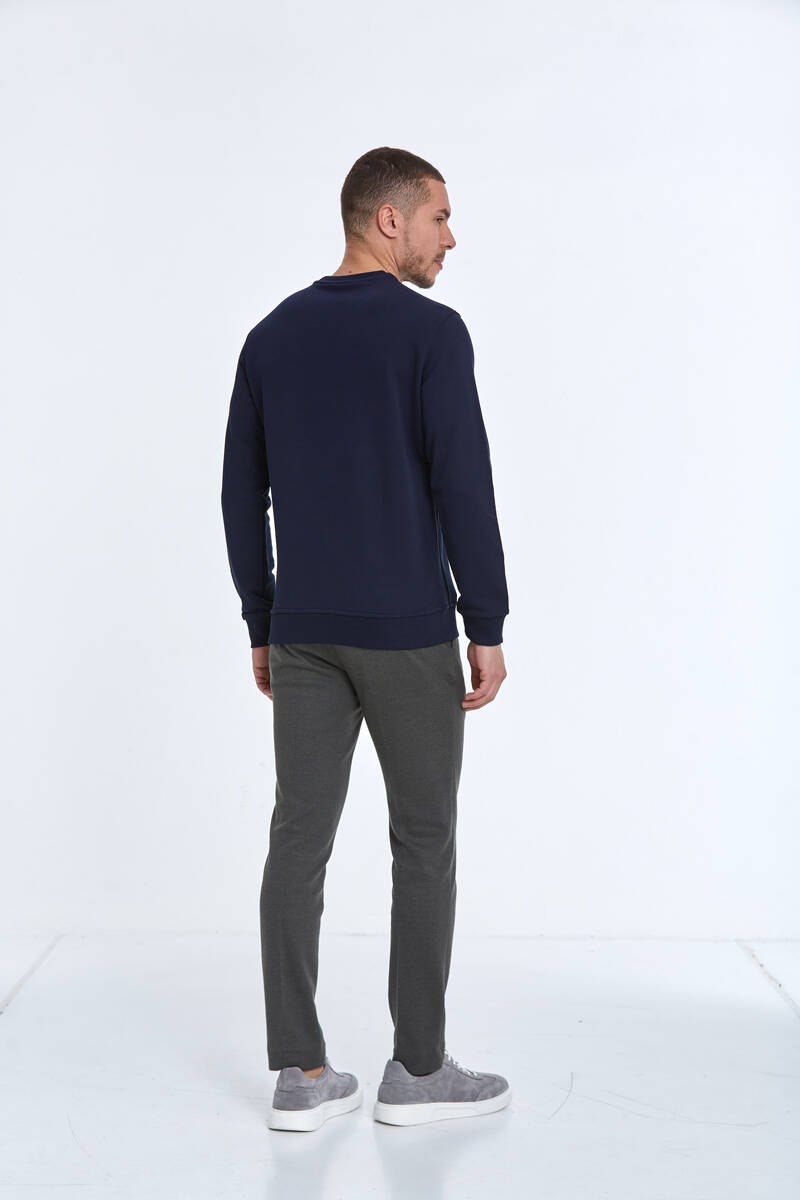 Ivy Bisiklet Yaka Erkek Sweatshirt Lacivert - 6
