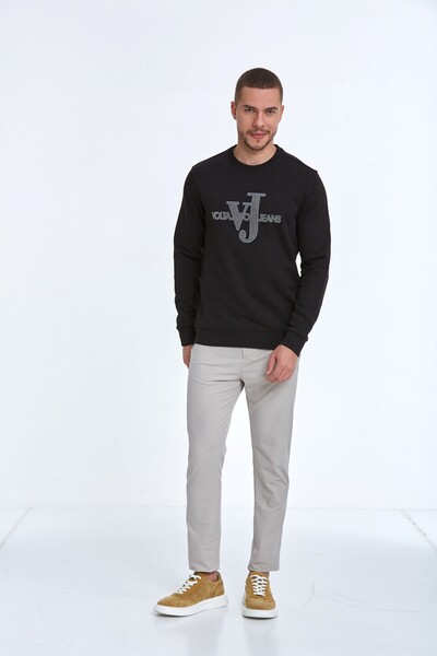 Ivy Bisiklet Yaka Erkek Sweatshirt Siyah - 2