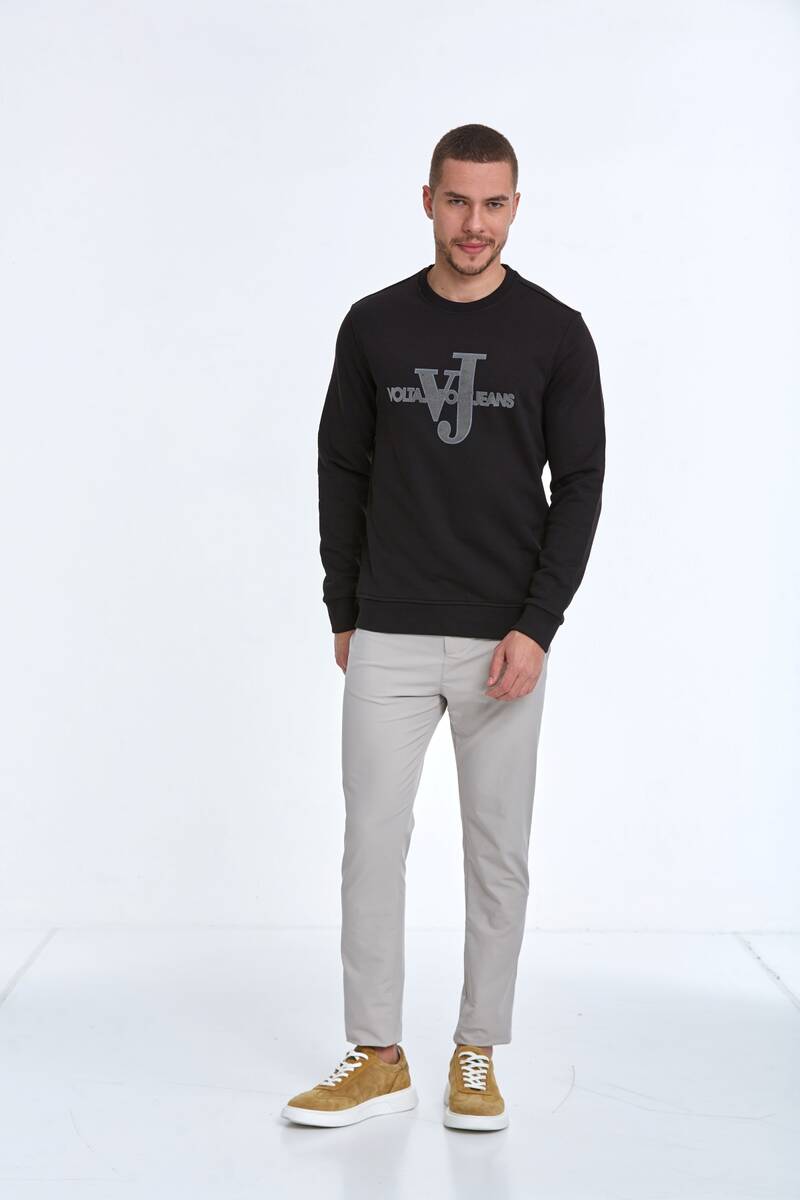 Ivy Bisiklet Yaka Erkek Sweatshirt Siyah - 2