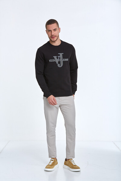Ivy Bisiklet Yaka Erkek Sweatshirt Siyah - 4
