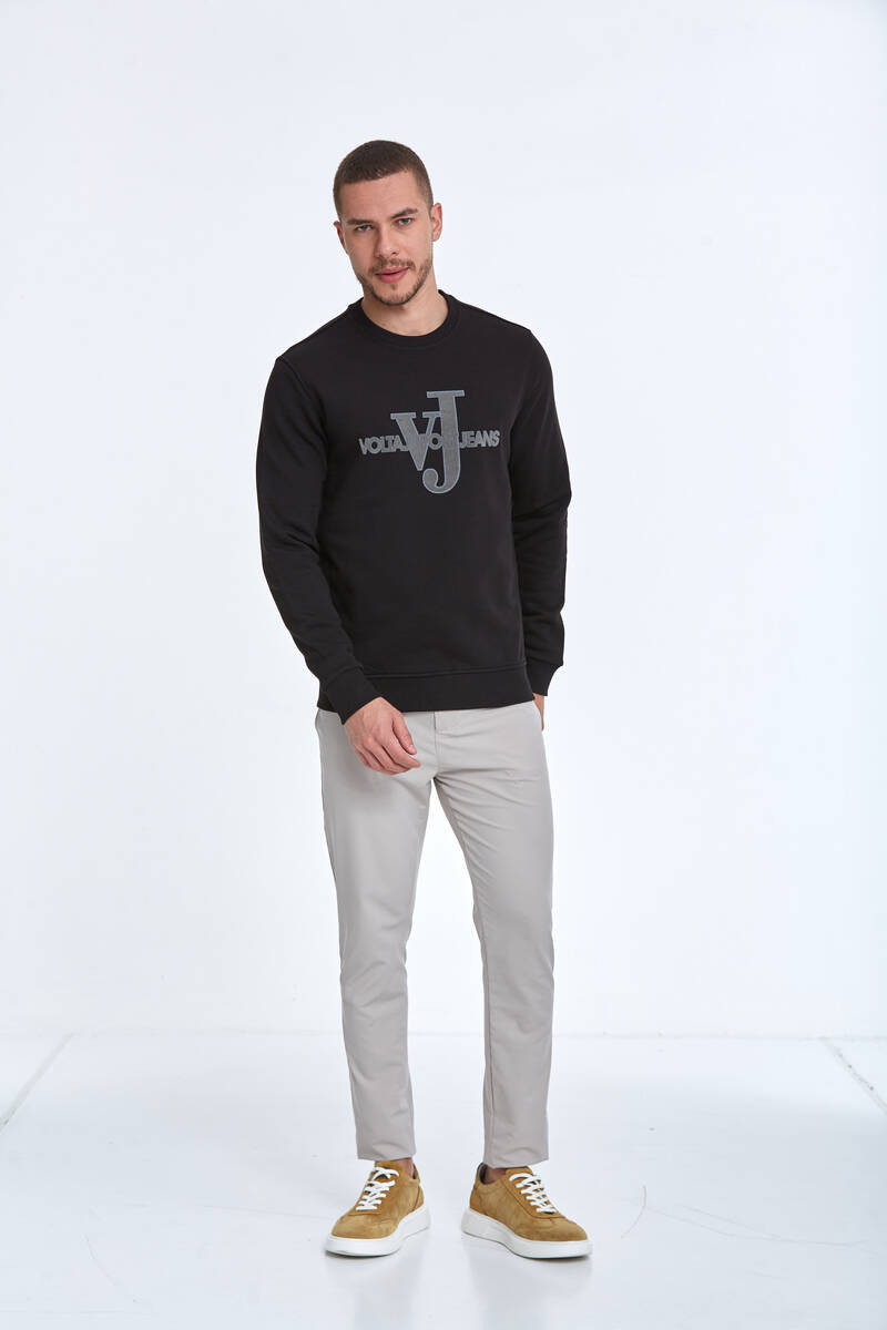 Ivy Bisiklet Yaka Erkek Sweatshirt Siyah - 4