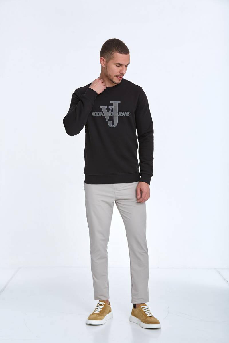 Ivy Bisiklet Yaka Erkek Sweatshirt Siyah - 5