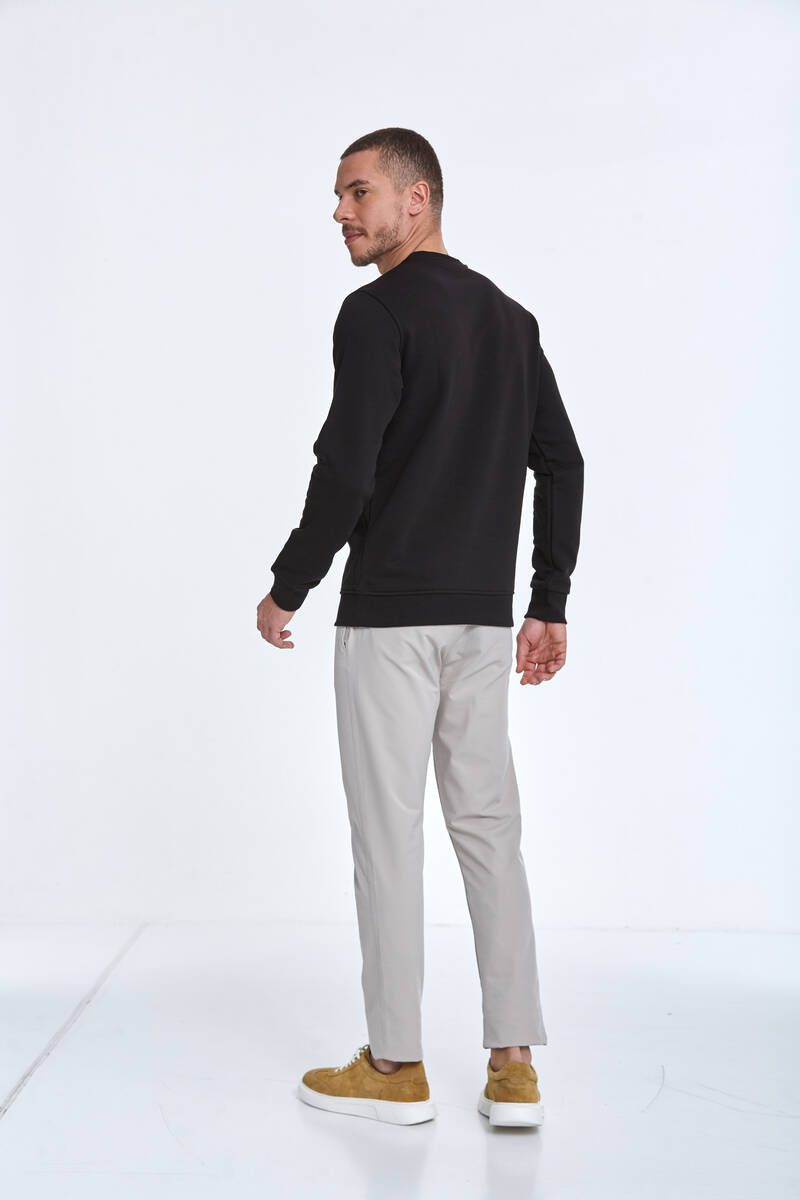 Ivy Bisiklet Yaka Erkek Sweatshirt Siyah - 7