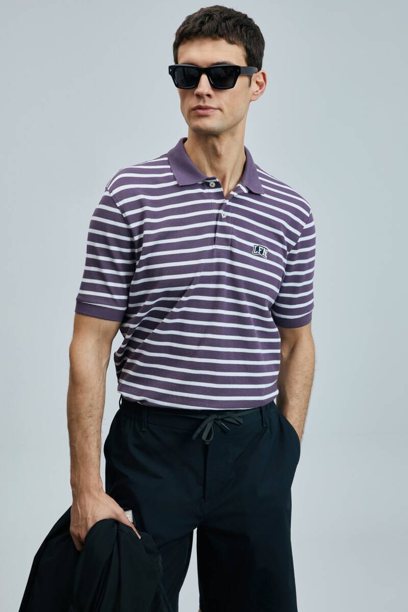 Jon Smart Erkek Polo Tişört Mürdüm - 5