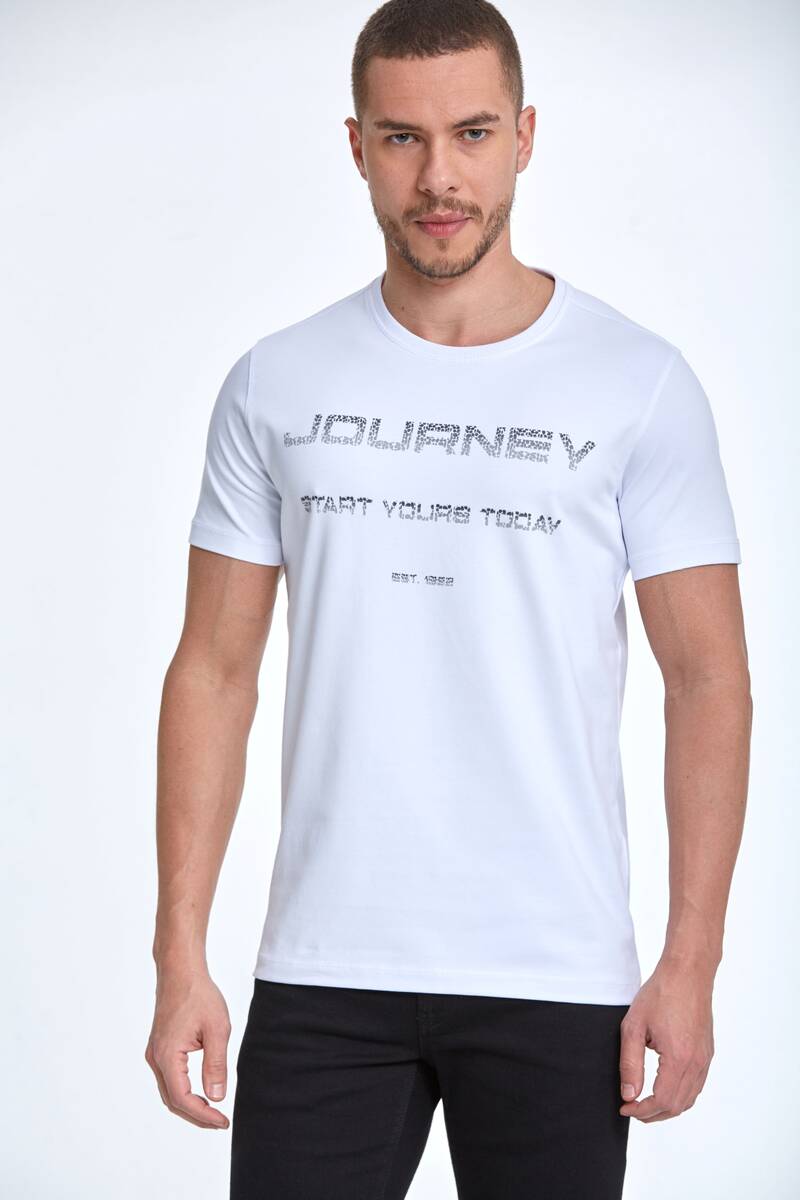 Journey Printed Cotton Crew Neck T-Shirt