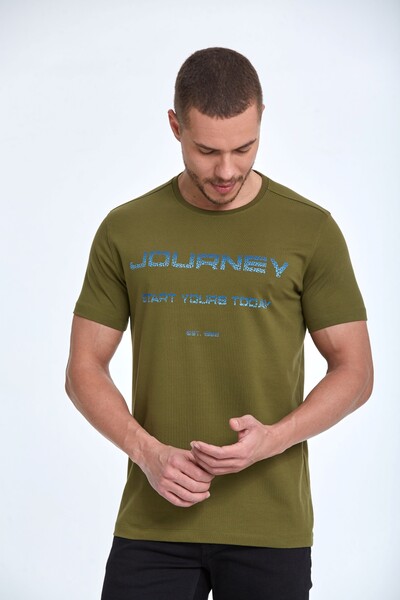 Journey Printed Cotton Crew Neck T-Shirt - Thumbnail