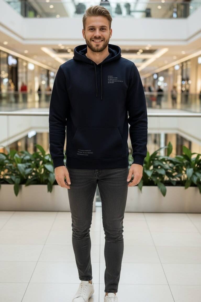 Juan Kapüşonlu Erkek Sweatshirt Siyah - 2