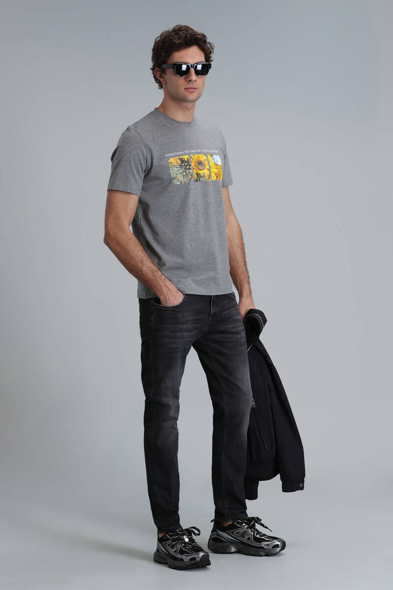June Modern Grafik T- Shirt Gri - 4