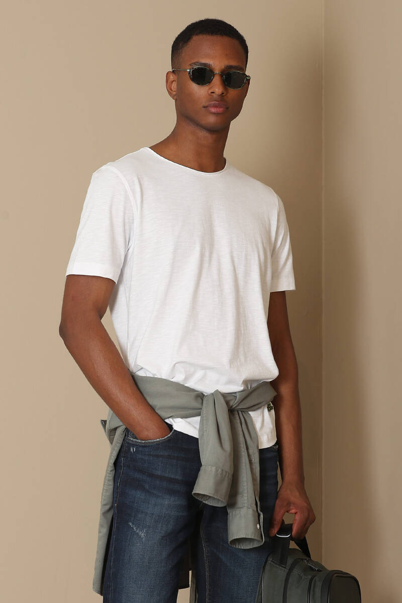 Junya Erkek Basic Tişört Beyaz - 1