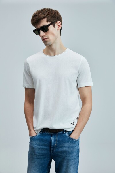 Junya Erkek Basic Tişört Kırık Beyaz - 5
