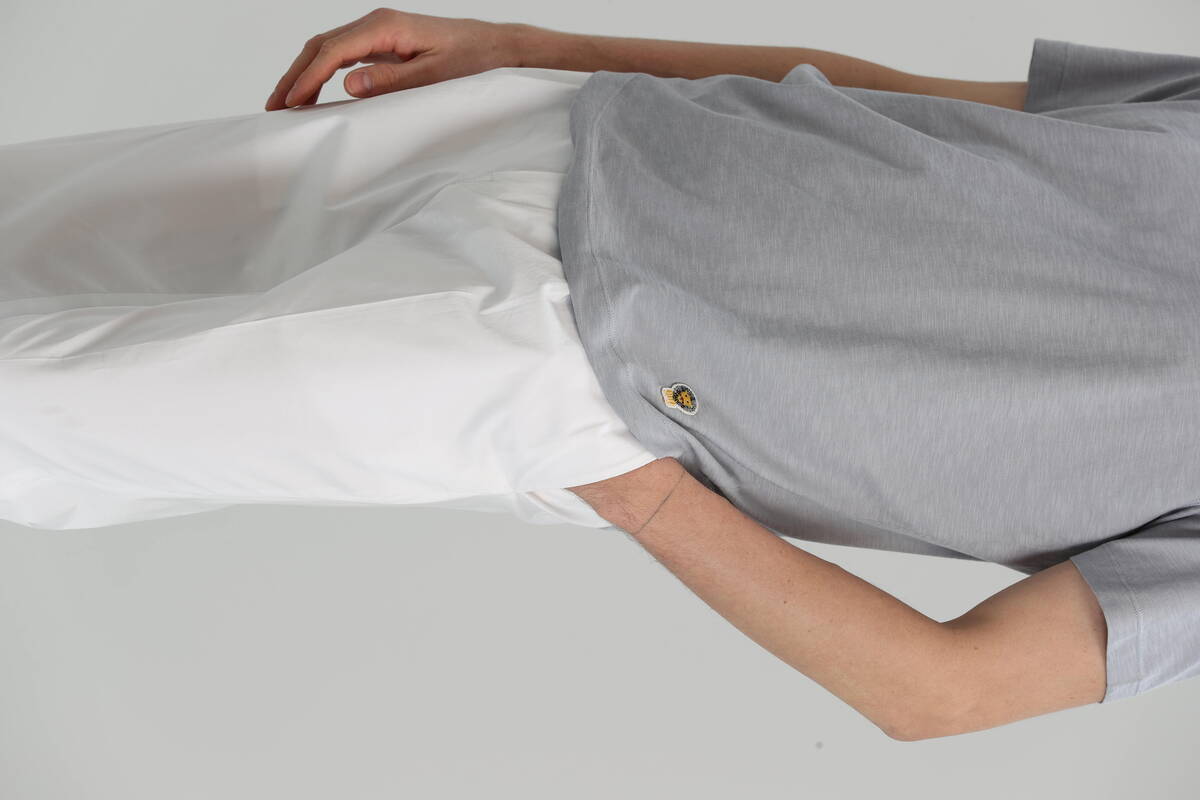 Junya Modern Grafik Bisiklet Yaka Erkek T-Shirt Açık Gri - 2