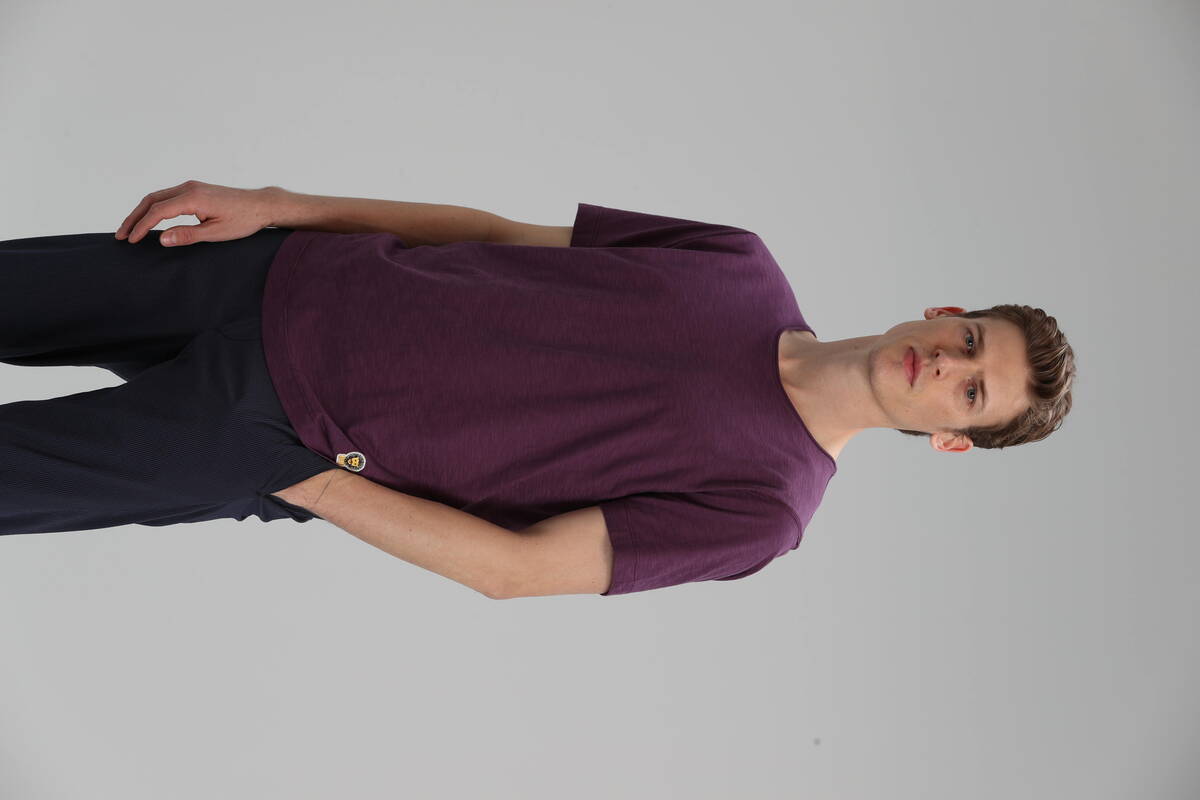 Junya Modern Grafik Bisiklet Yaka Erkek T-Shirt Mürdüm - 1