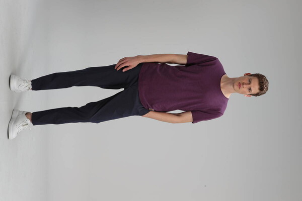 Junya Modern Graphic Crew Neck Men's T-Shirt Plum - 2