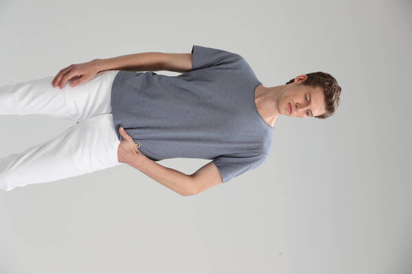 Junya Modern Graphic Crew Neck Men's T-Shirt Dark Gray - 1