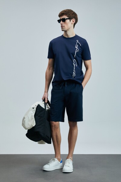 Justın Modern Grafik T- Shirt Açık Lacivert - 4