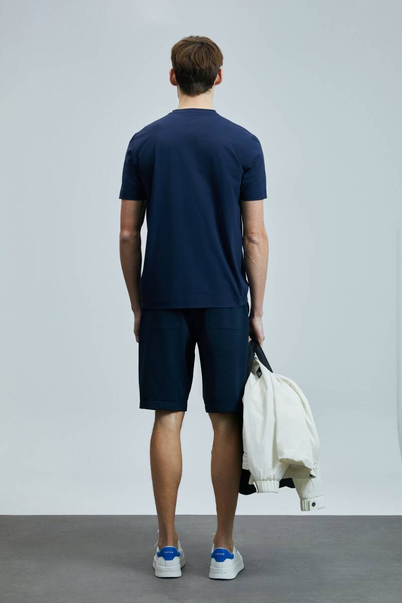 Justın Modern Grafik T- Shirt Açık Lacivert - 6