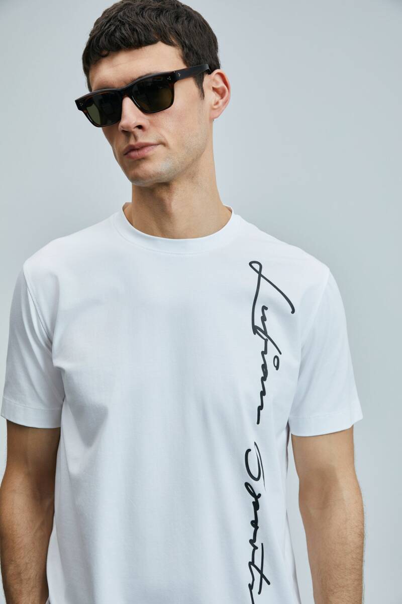 Justın Modern Grafik T- Shirt Beyaz - 4
