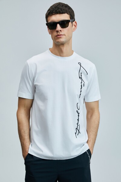Justın Modern Grafik T- Shirt Beyaz 