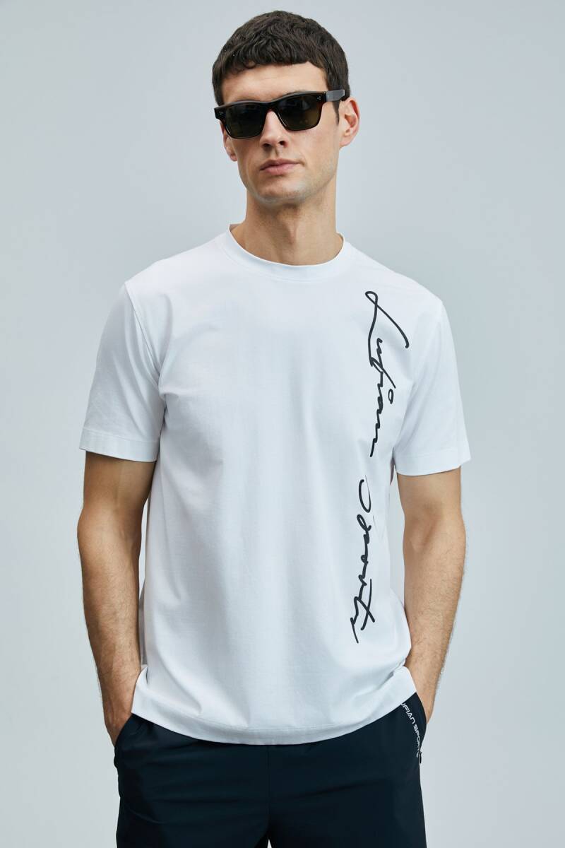 Justın Modern Grafik T- Shirt Beyaz - 1