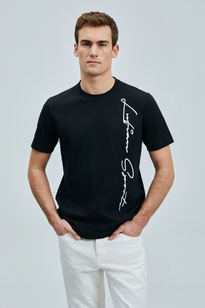Justın Modern Grafik T- Shirt Siyah - LUFIAN