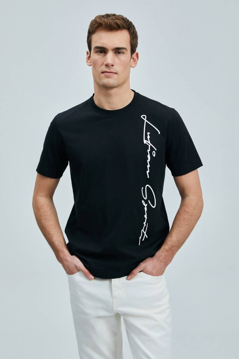 Justın Modern Grafik T- Shirt Siyah - 1