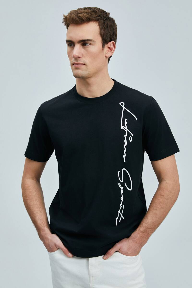 Justın Modern Grafik T- Shirt Siyah - 3