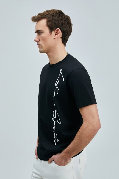 Justın Modern Grafik T- Shirt Siyah - 4